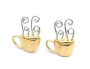 14K Gold and Sterling Silver Coffee Earrings 14K Gold and Sterling Silver Coffee Earrings