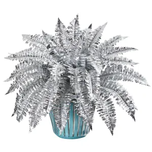 21” Metallic Silver Boston Fern Artificial Plant in Turquoise Planter with Silver Trimming 21” Metallic Silver Boston Fern Artificial Plant in Turquoise Planter with Silver Trimming