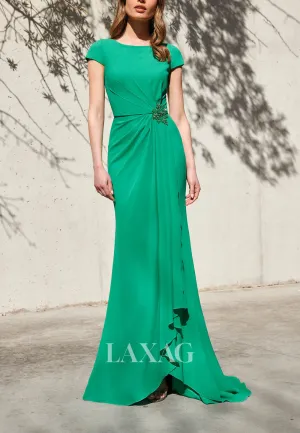 23116 - Round Short Sleeves Beaded Sleek Satin Cocktail Party Formal Evening Dress 23116 - Round Short Sleeves Beaded Sleek Satin Cocktail Party Formal Evening Dress