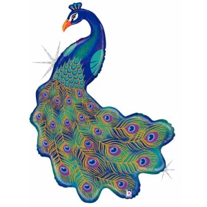 42" Glitter Peacock Balloon With Holo Finish 42" Glitter Peacock Balloon With Holo Finish
