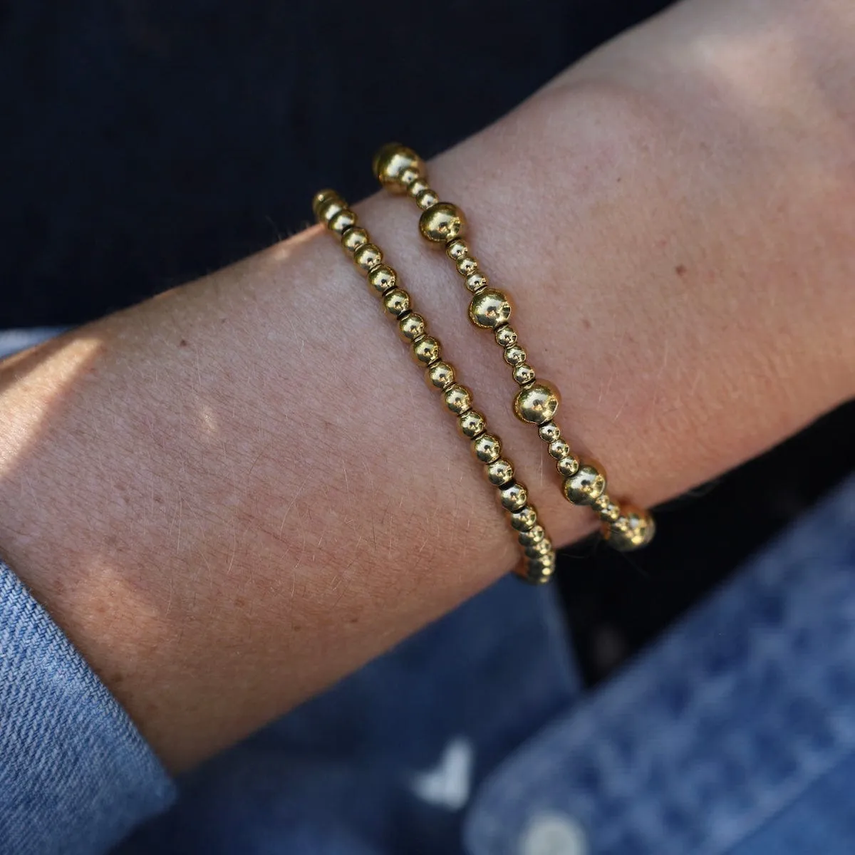 4mm Plain Ball Bracelet in Gold Plated Stainless Steel