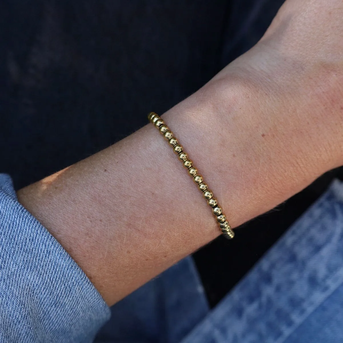 4mm Plain Ball Bracelet in Gold Plated Stainless Steel