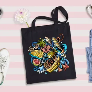 Abstract Art Black Tote Bag with Zipper Abstract Art Black Tote Bag with Zipper