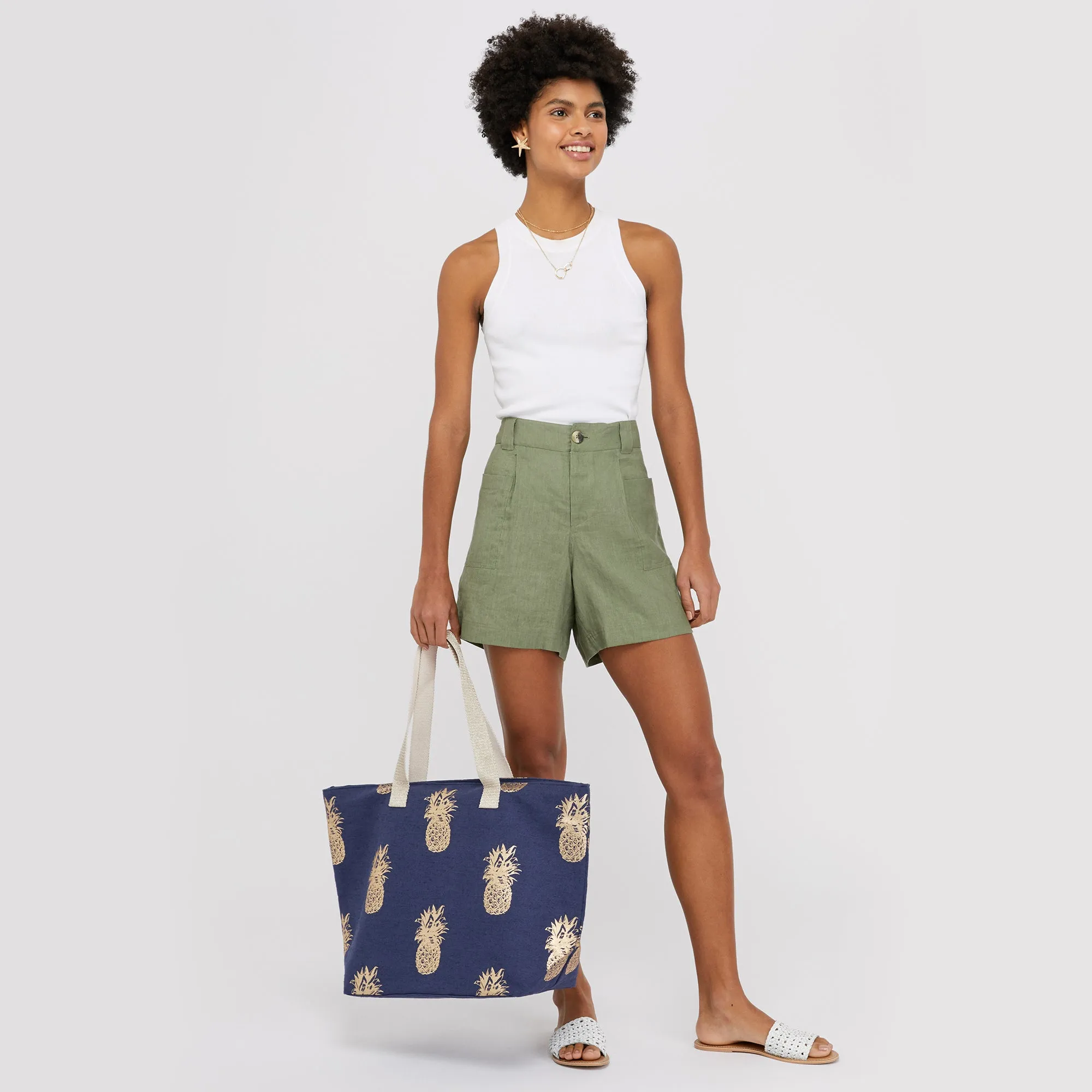 Accessorize London Metallic pineapple print tote bag