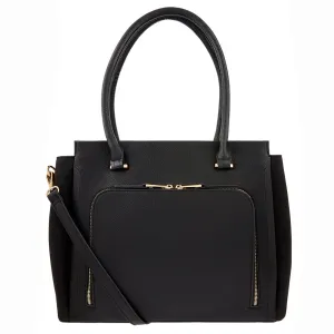 Accessorize London Women's Faux Leather Black Multi Pocket Morgan Work Tote Bag Accessorize London Women's Faux Leather Black Multi Pocket Morgan Work Tote Bag