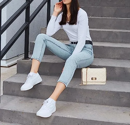 ADISA Women's Girls Party Sling Bag with Gold Chain (SL5090-CRE_Off White)