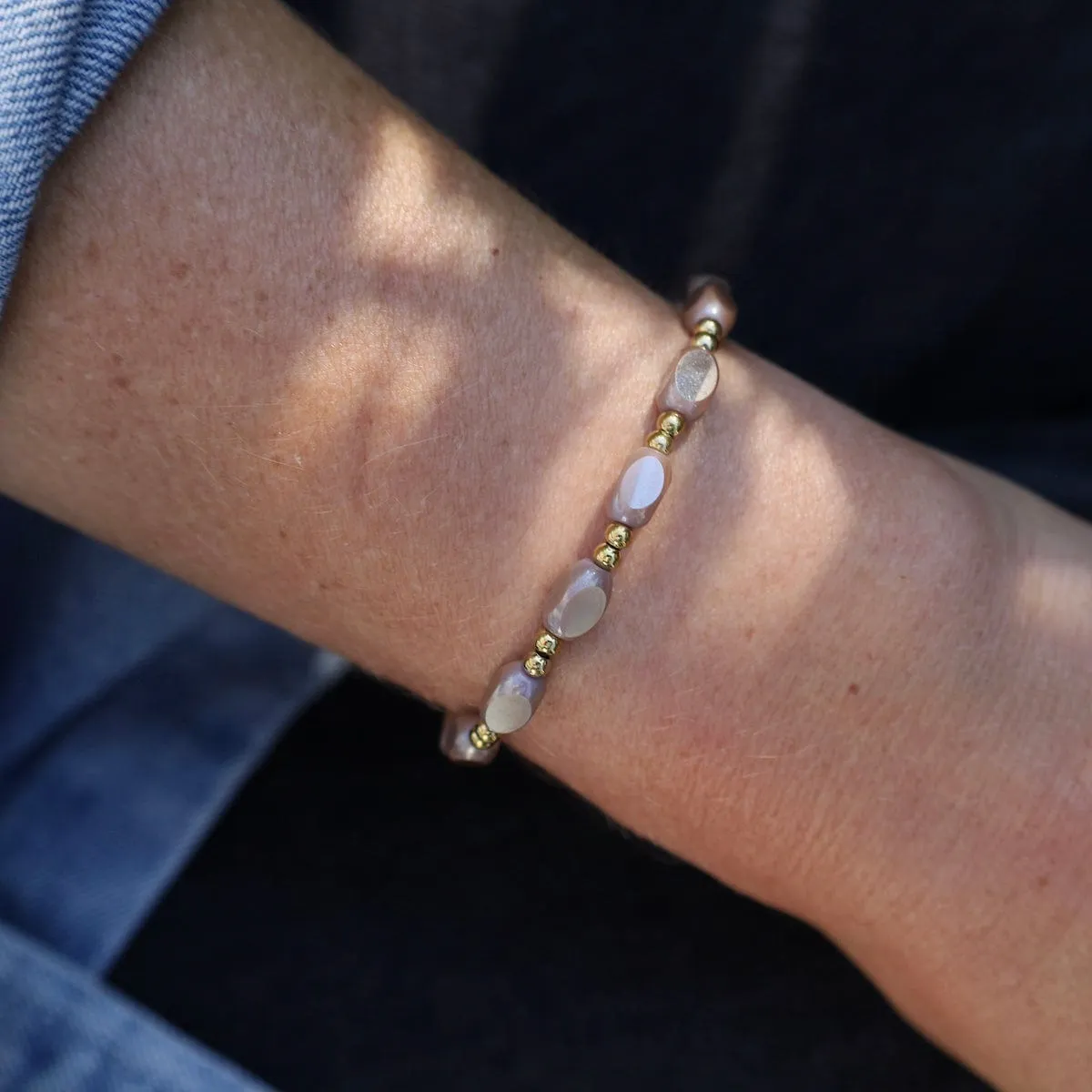 All in Pop Of Color Bracelet in Sandy Taupe & Gold