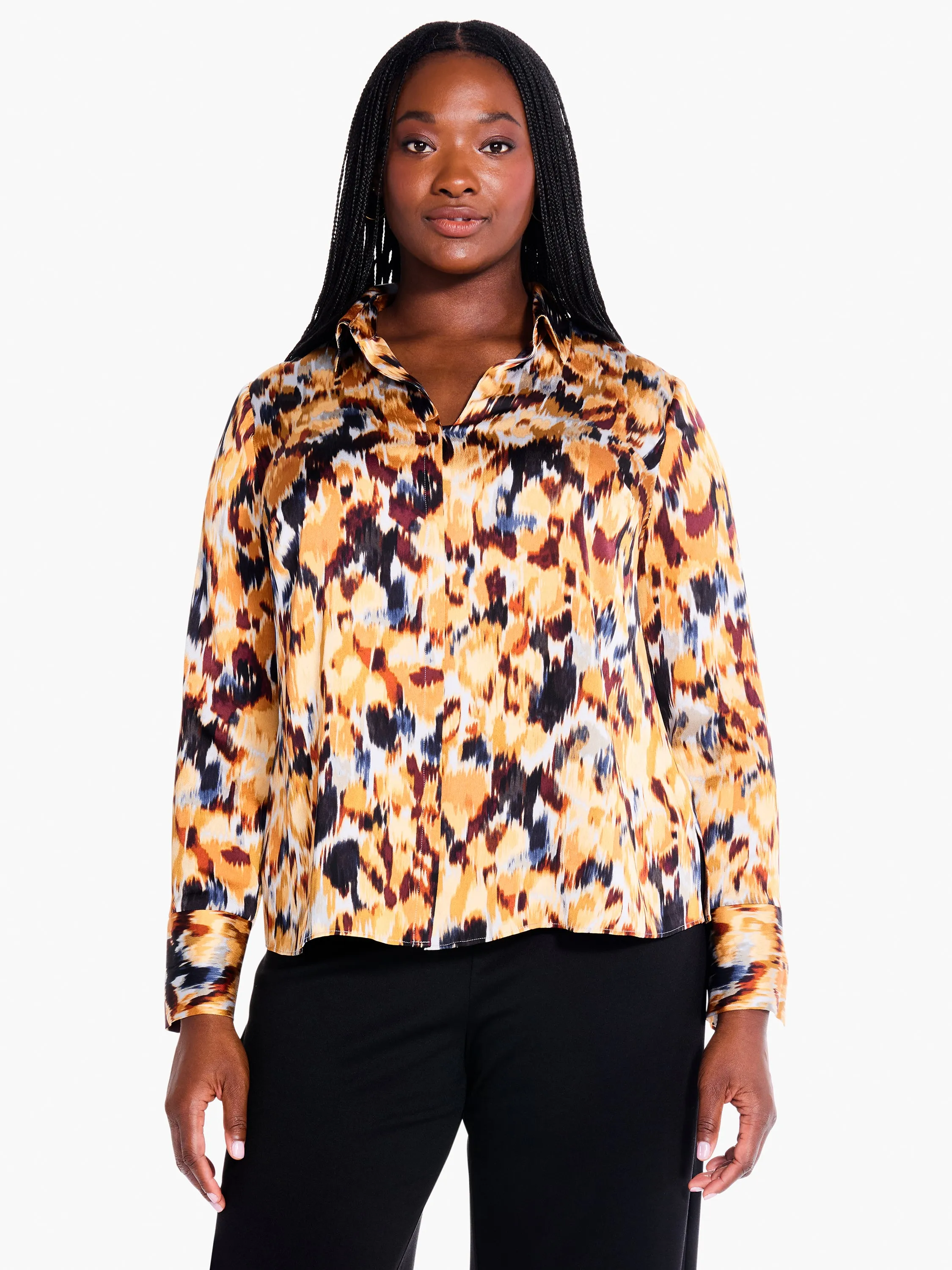 Autumn Ikat Shirt in Yellow Multi