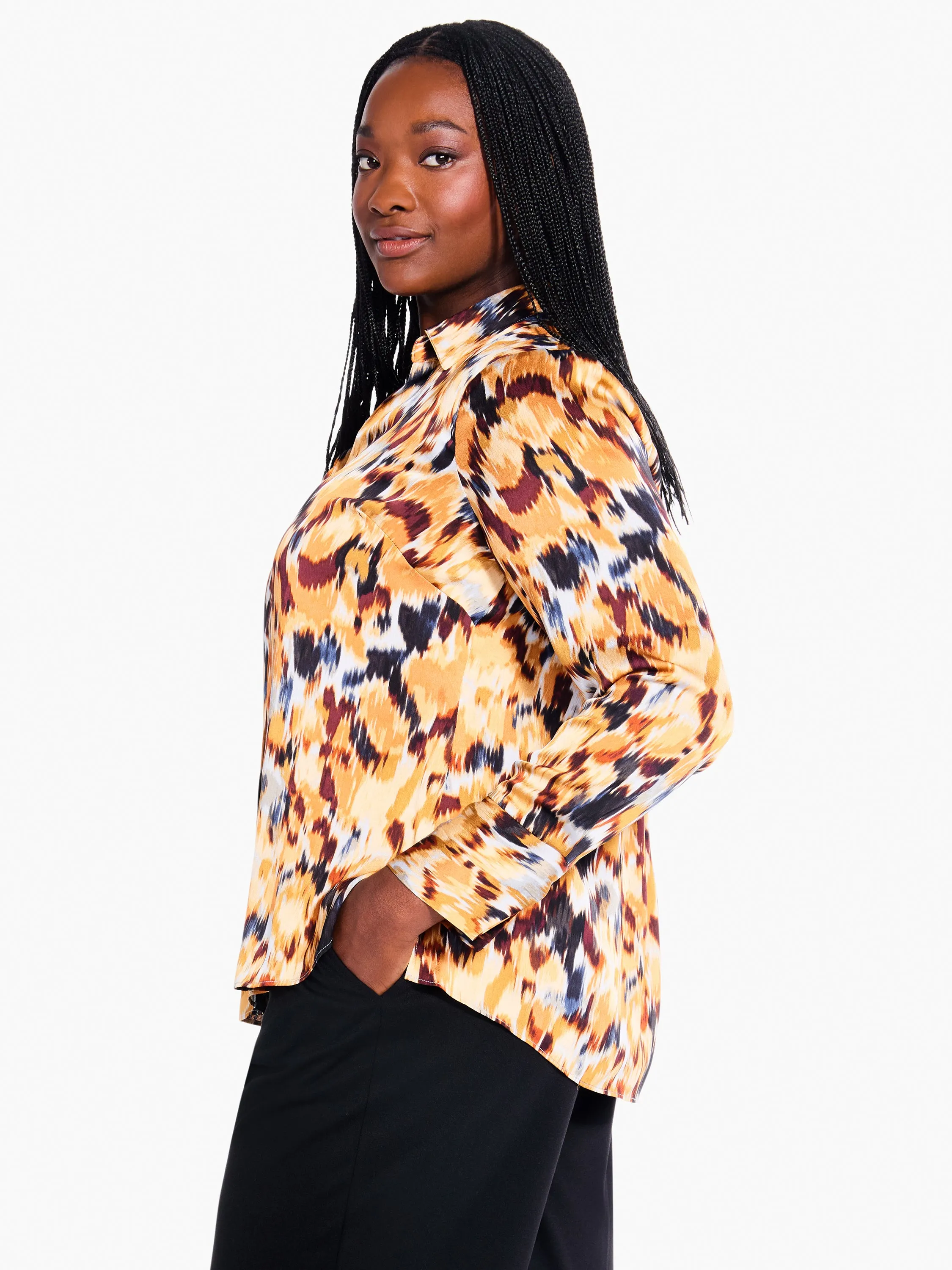 Autumn Ikat Shirt in Yellow Multi