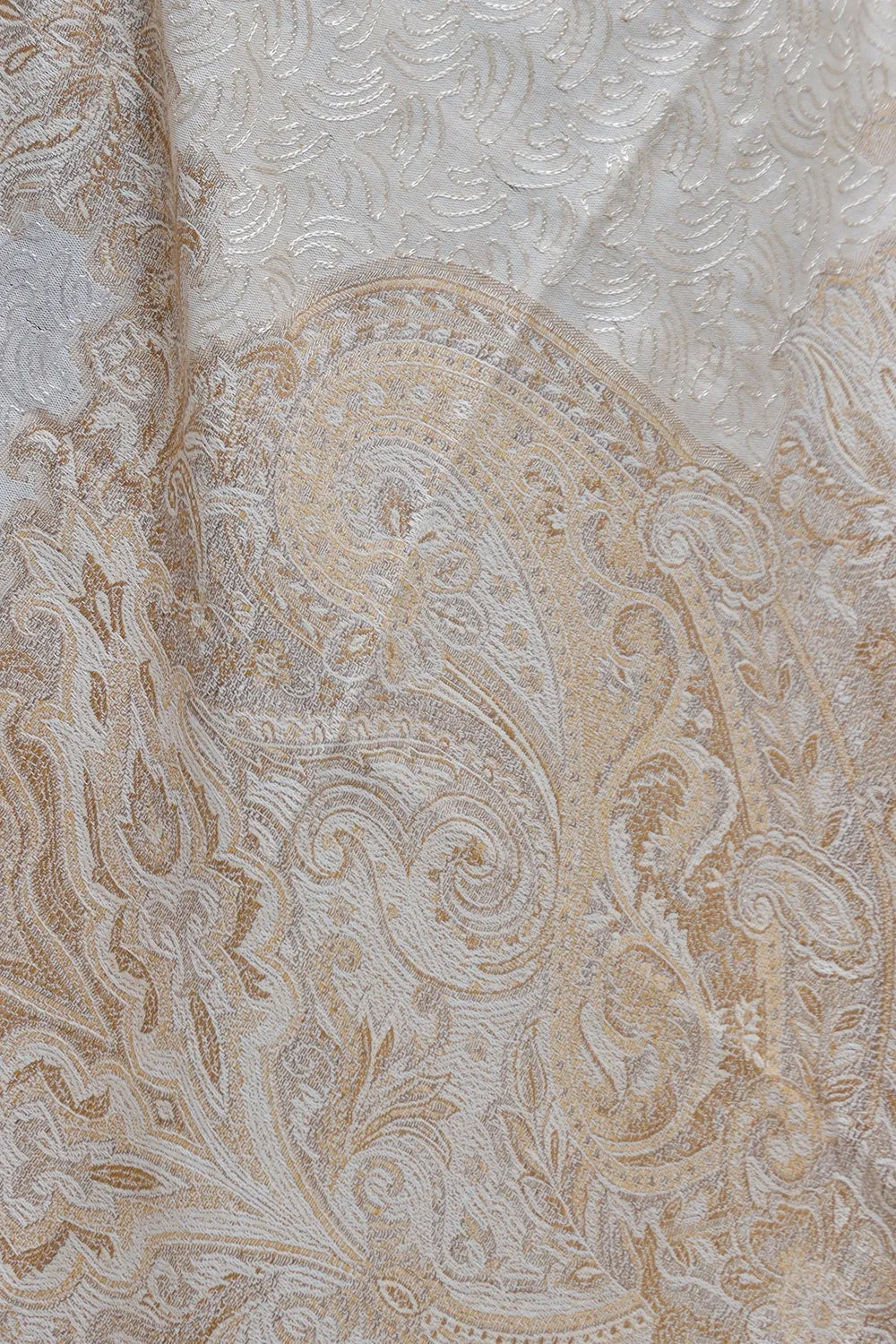 Beige Colour Jamawar Shawl With Kashmiri Aari Work Looks/ Elegant.