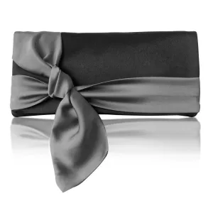 Black and grey satin clutch handbag PIPER Black and grey satin clutch handbag PIPER