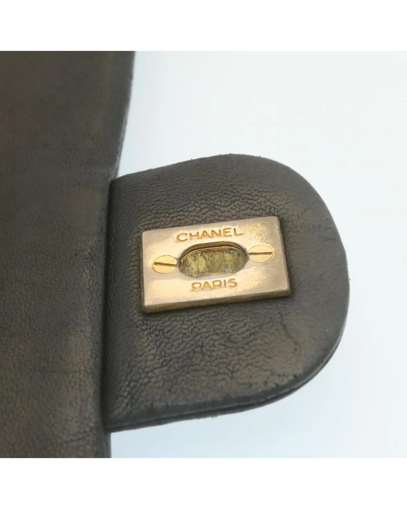 Black Lamb Skin Turn Lock Flap Shoulder Bag with CC Logo - Authentic Mademoiselle Design