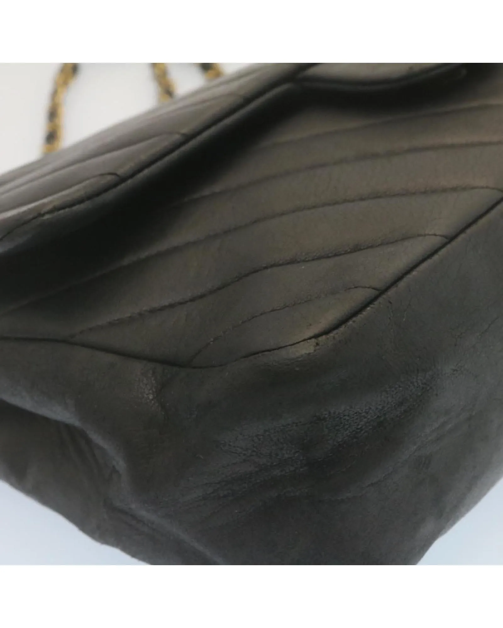 Black Lamb Skin Turn Lock Flap Shoulder Bag with CC Logo - Authentic Mademoiselle Design