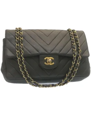 Black Lamb Skin Turn Lock Flap Shoulder Bag with CC Logo - Authentic Mademoiselle Design Black Lamb Skin Turn Lock Flap Shoulder Bag with CC Logo - Authentic Mademoiselle Design