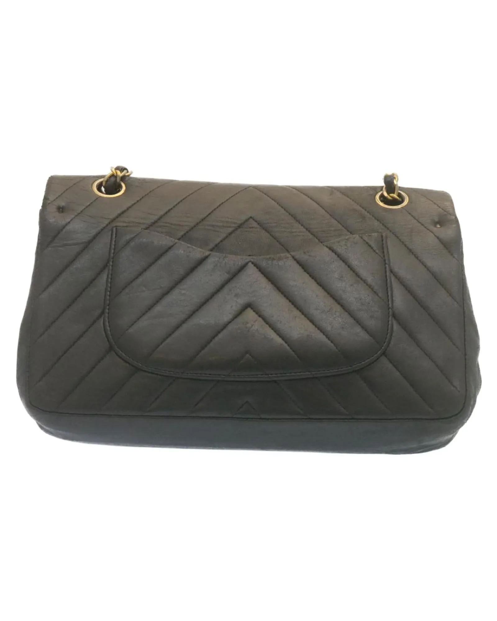 Black Lamb Skin Turn Lock Flap Shoulder Bag with CC Logo - Authentic Mademoiselle Design