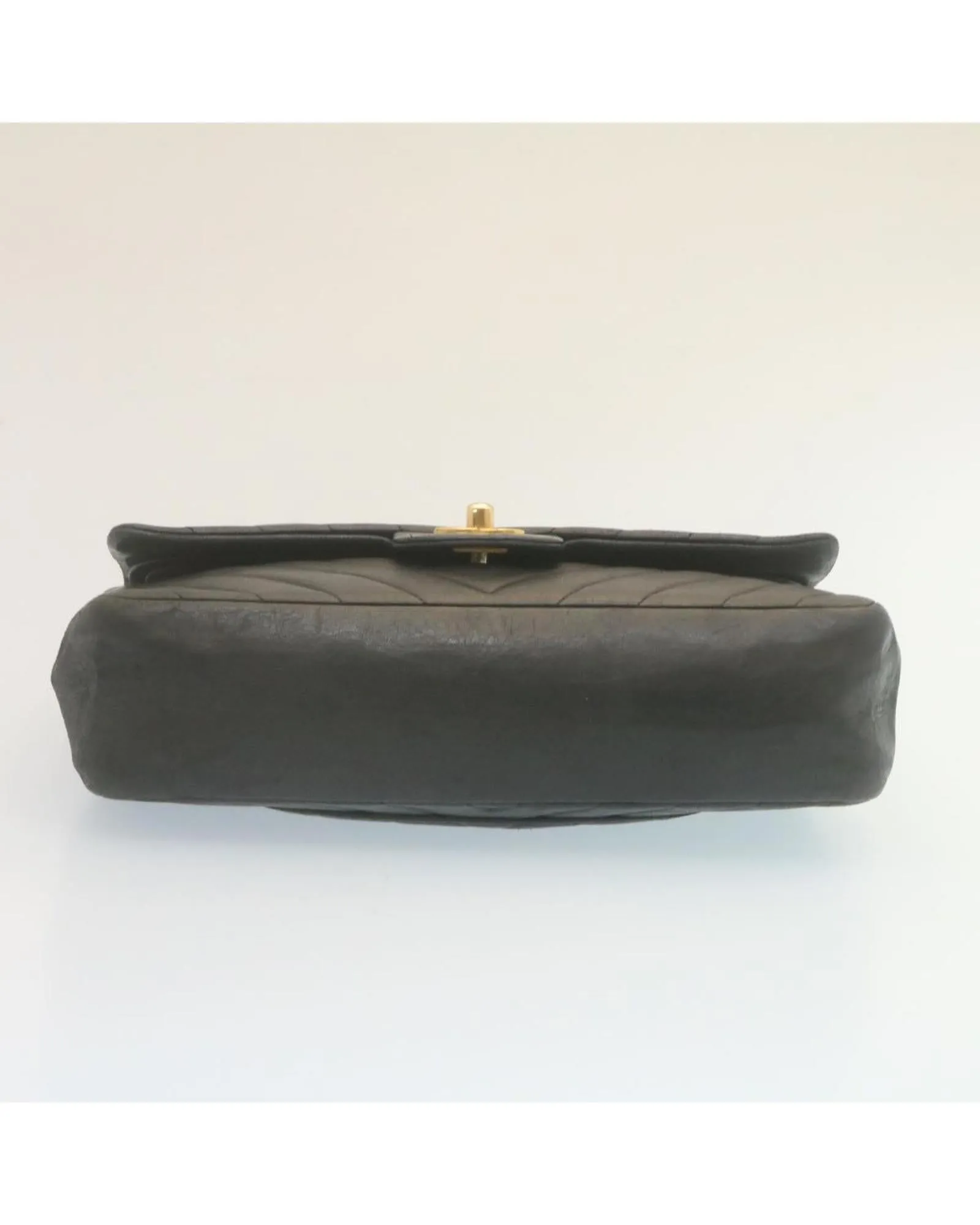 Black Lamb Skin Turn Lock Flap Shoulder Bag with CC Logo - Authentic Mademoiselle Design