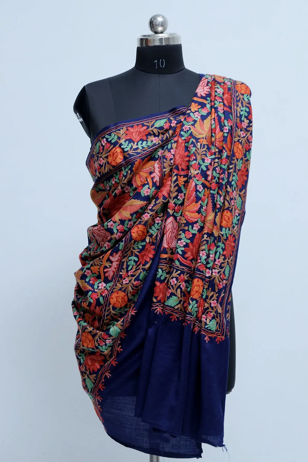 Blue Colour Base Beautiful Concept Of Chinaar All Over Jaal Looks Amazing On The Wearer.