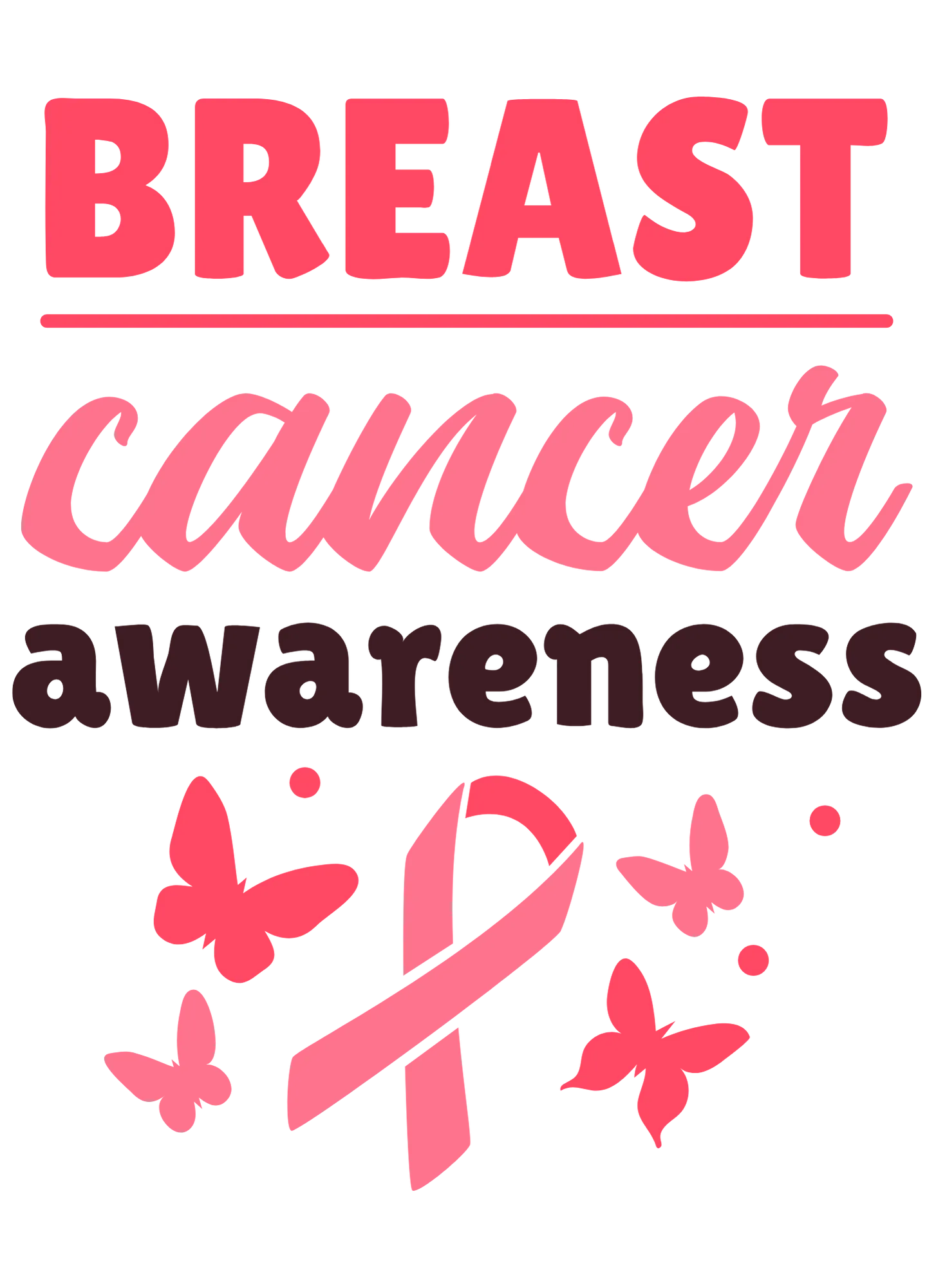 Breast cancer awareness,  heat transfer, press and peel, no shirt