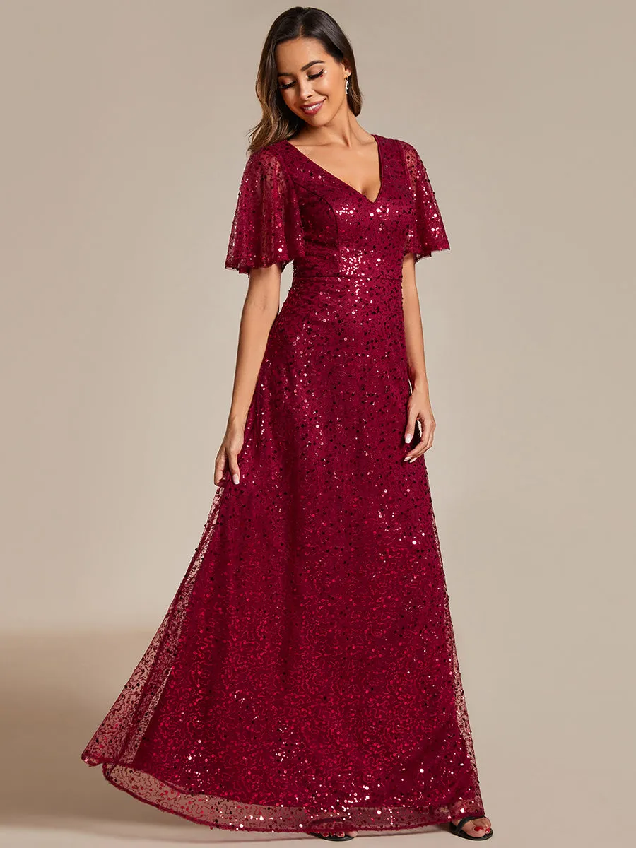 Burgundy Sequin Gown