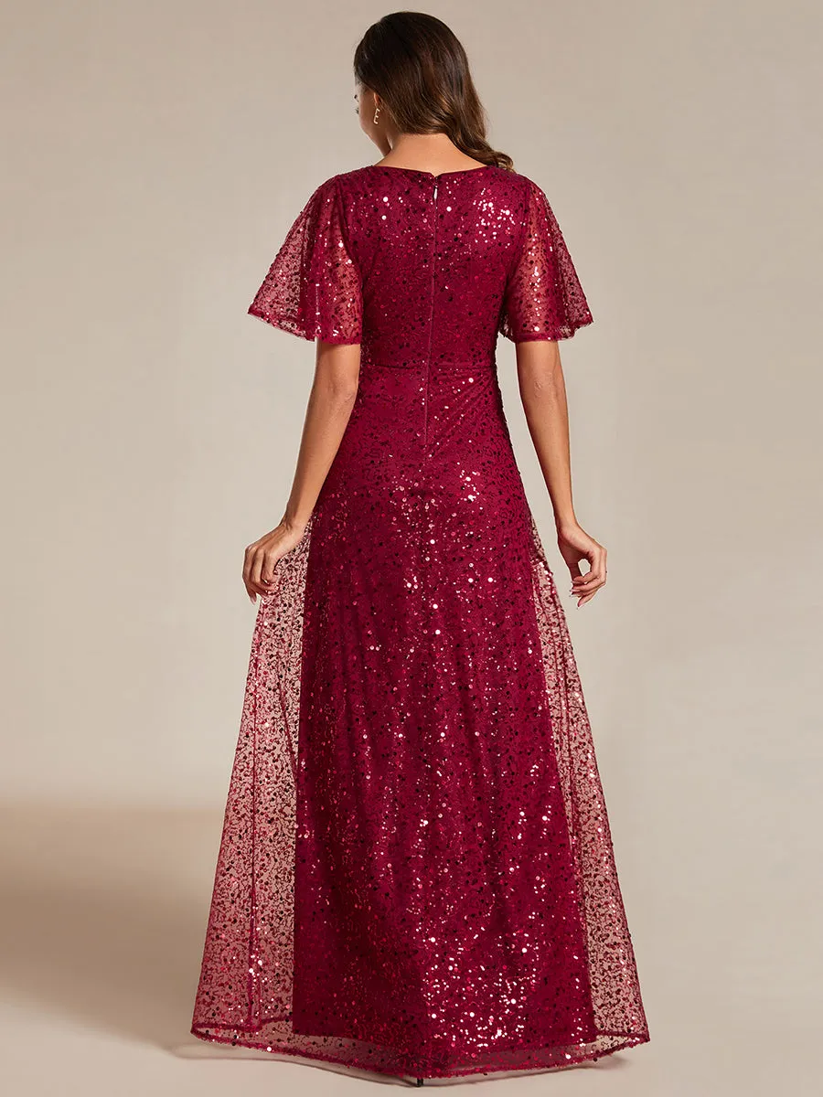 Burgundy Sequin Gown