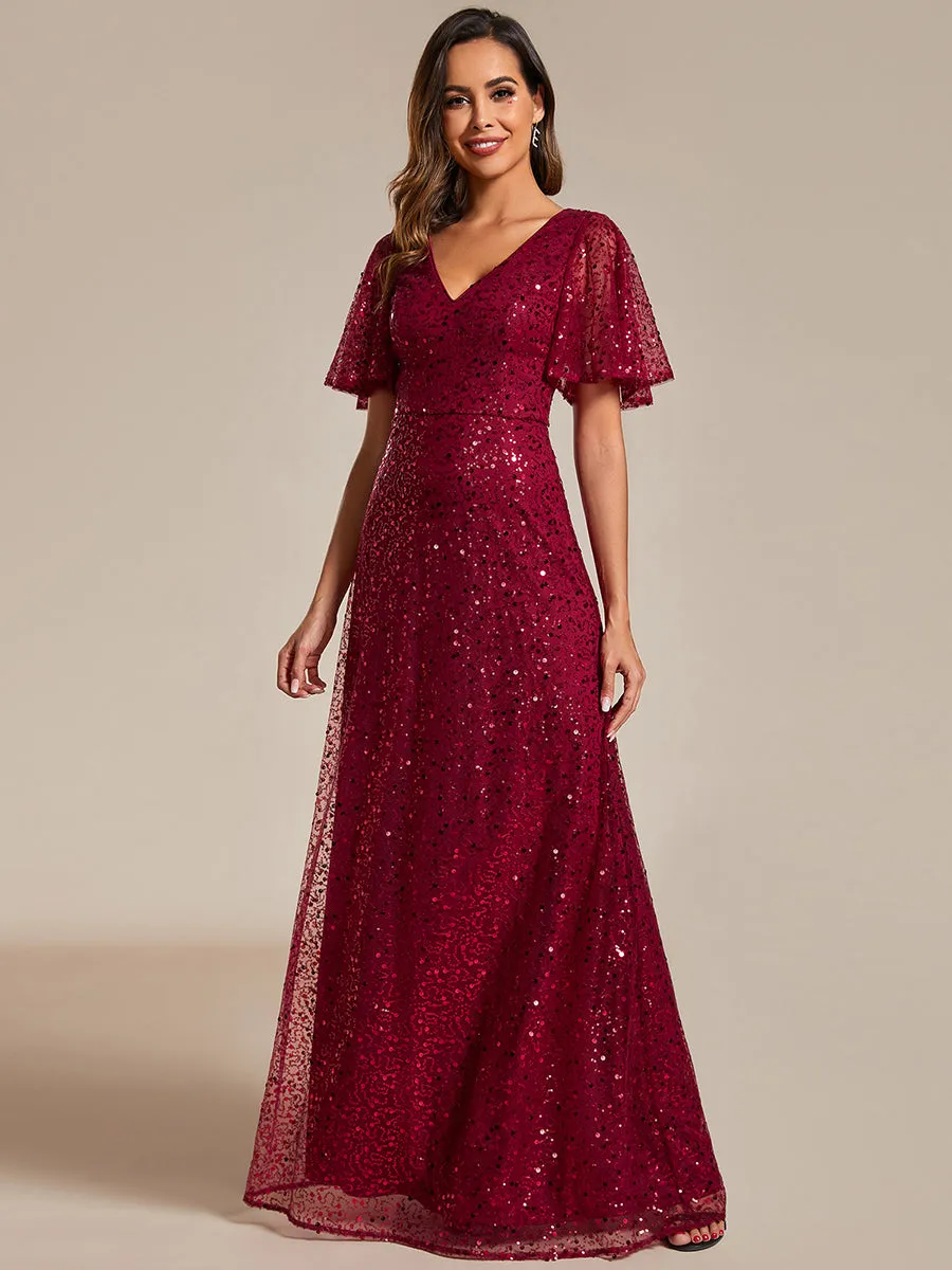 Burgundy Sequin Gown