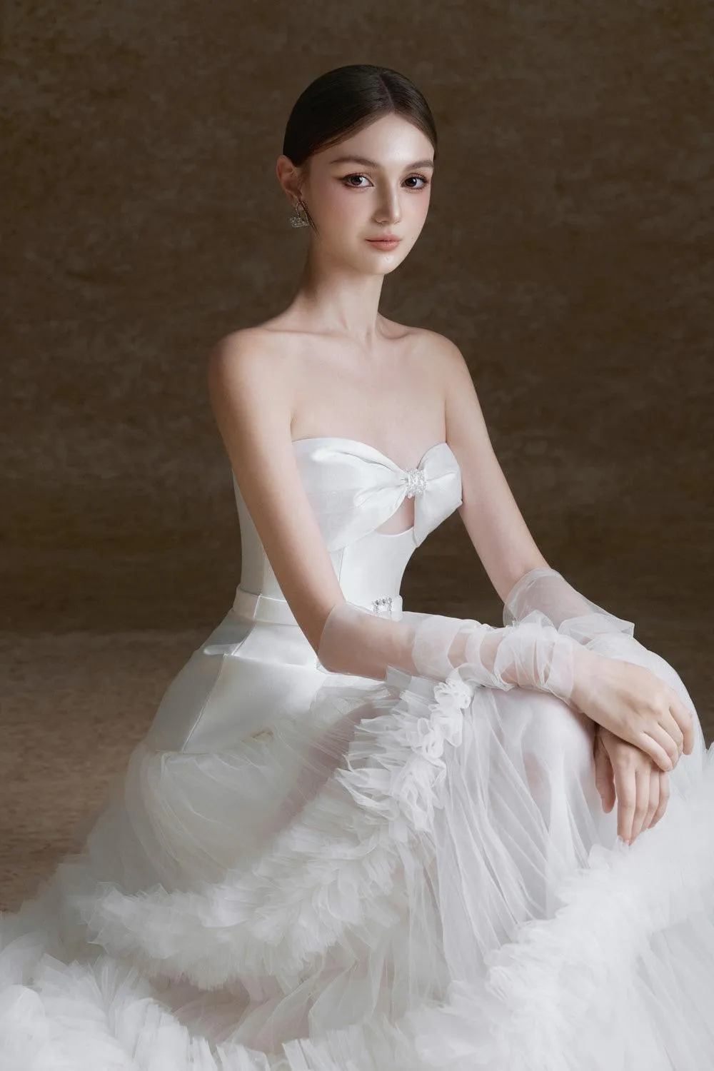 Capri Tiered Ruffle Trim Tulle Maxi Skirt