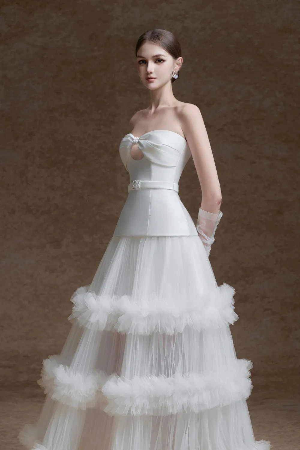 Capri Tiered Ruffle Trim Tulle Maxi Skirt