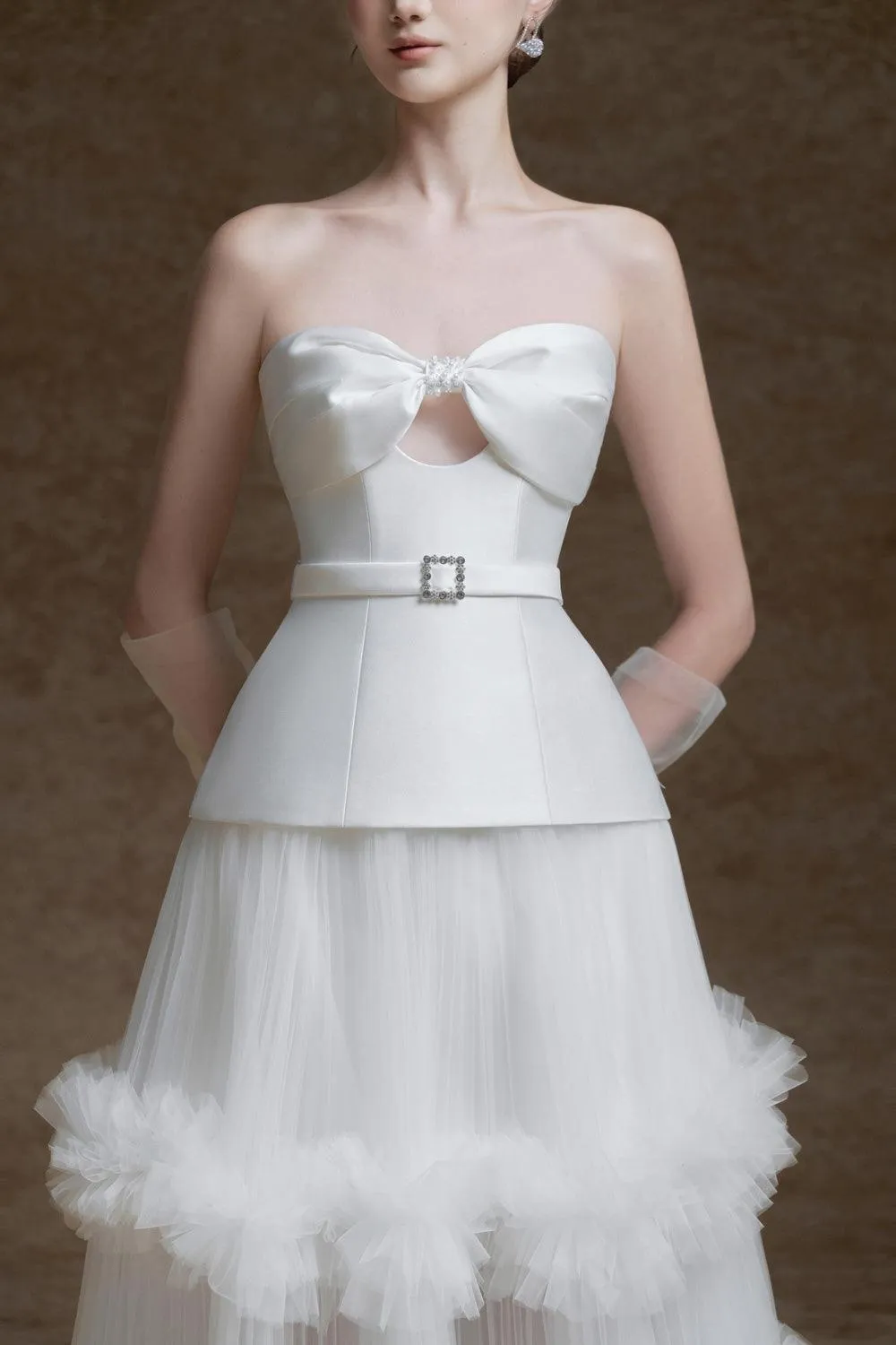 Capri Tiered Ruffle Trim Tulle Maxi Skirt