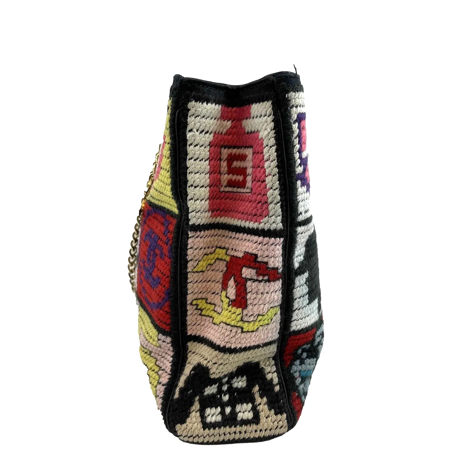 Chanel Multicolor Wool Precious Symbols Needle Point Bag Handbag 2003-2004 w/BOX