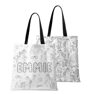 Colorable Personalized Tote Bags | Enchanted Unicorns Colorable Personalized Tote Bags | Enchanted Unicorns
