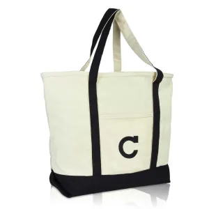 Dalix Initial Tote Bag Personalized Monogram Zippered Top Letter - C Dalix Initial Tote Bag Personalized Monogram Zippered Top Letter - C