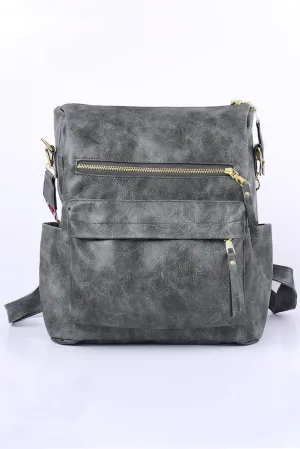 Dark Grey Zip Closure Aztec Pattern Strap Backpack Handbag Dark Grey Zip Closure Aztec Pattern Strap Backpack Handbag