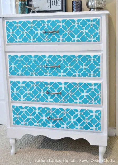 Eastern Lattice Furniture Stencil