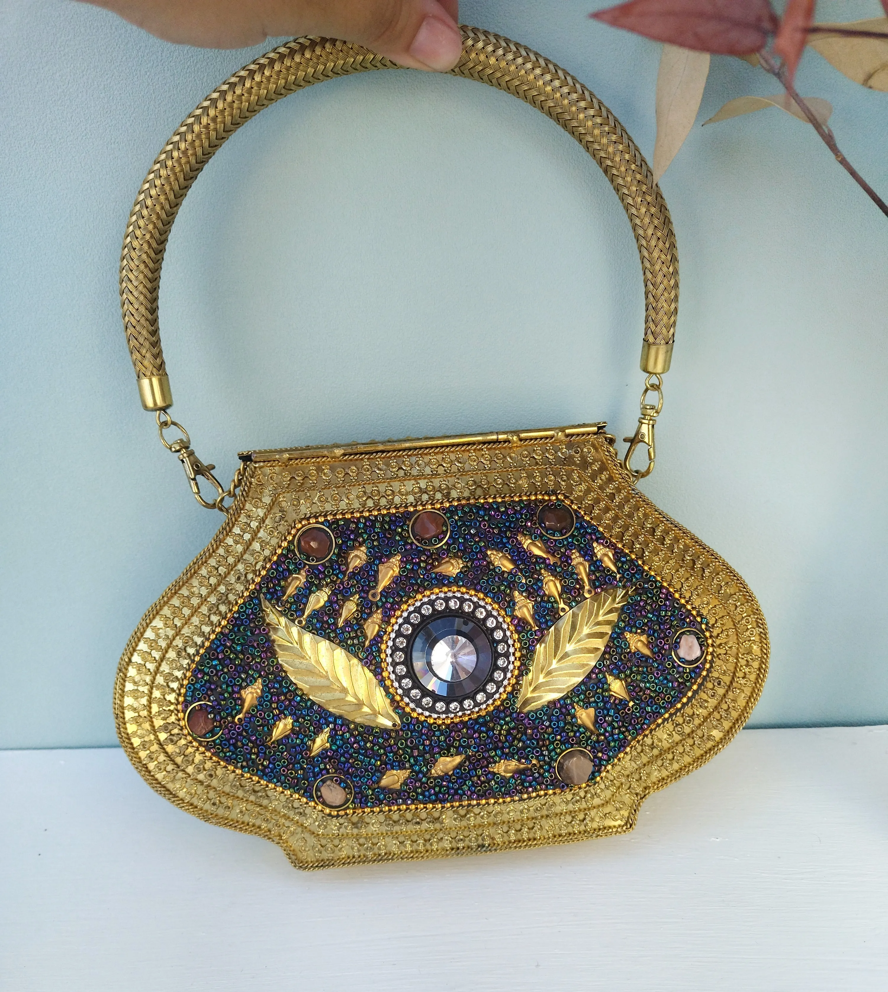 Fancy Beaded Evening Bag, Luxury Ornate Bag