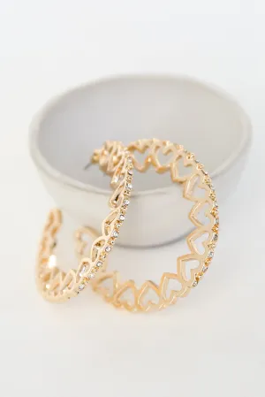 FINAL SALE - Ella Gold Rhinestone Heart Hoop Earrings FINAL SALE - Ella Gold Rhinestone Heart Hoop Earrings