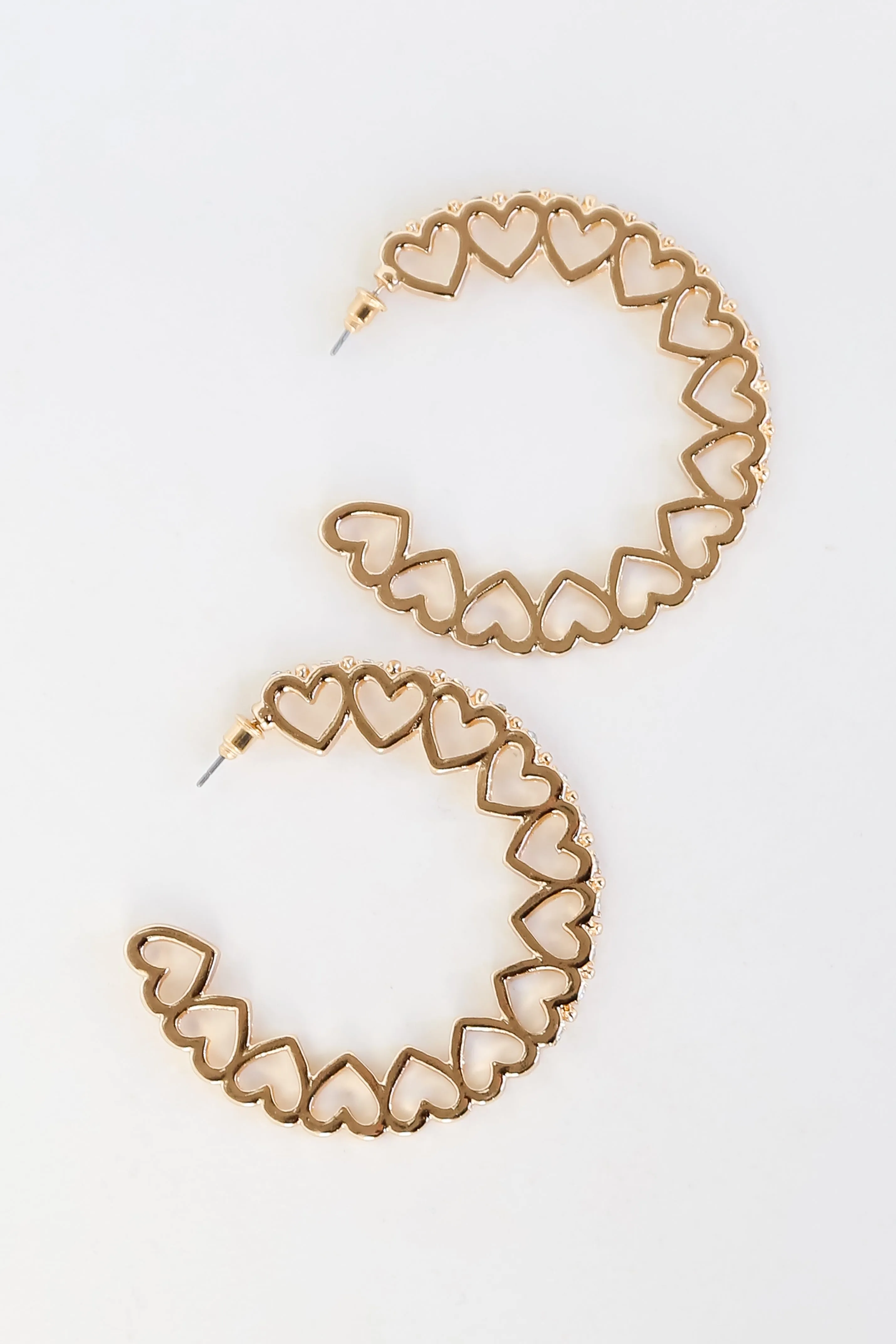 FINAL SALE - Ella Gold Rhinestone Heart Hoop Earrings