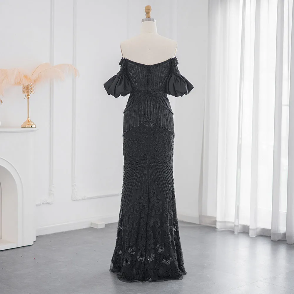 For Sale Black Off Shoulder Mermaid Evening Dress SS313