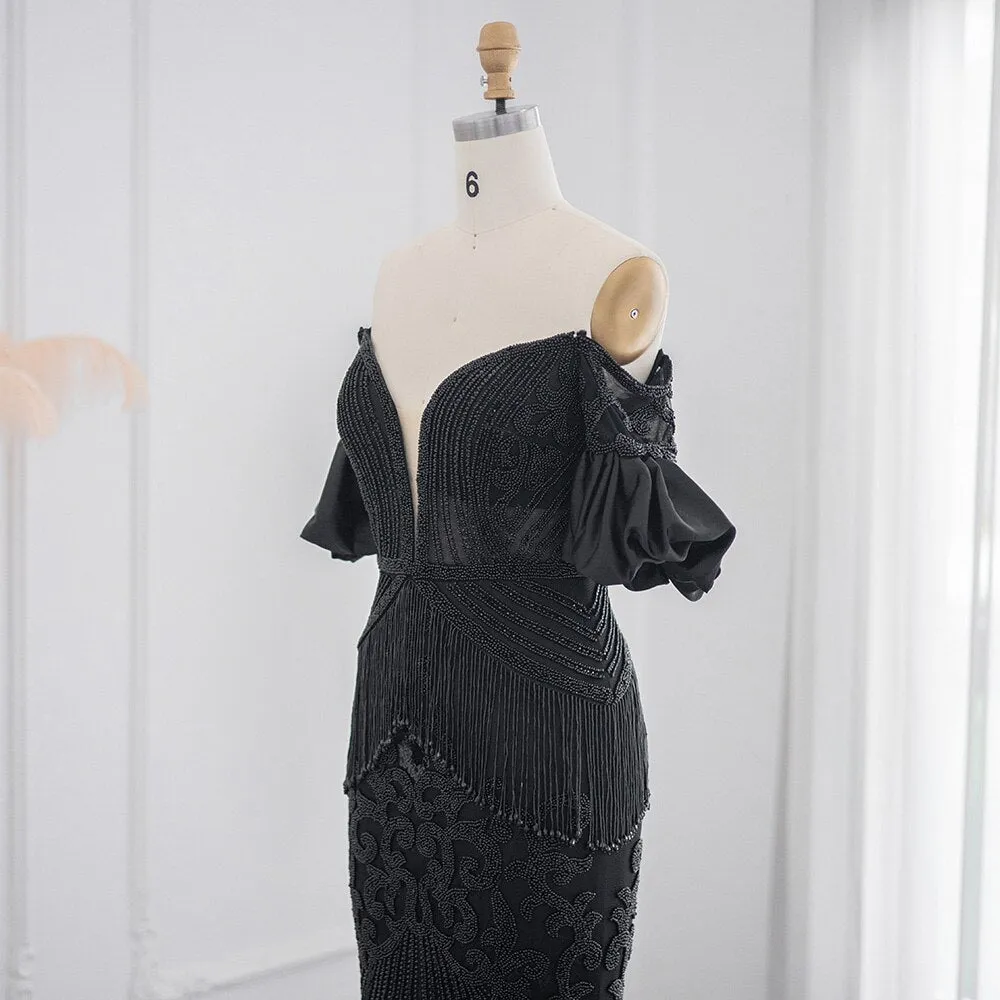 For Sale Black Off Shoulder Mermaid Evening Dress SS313