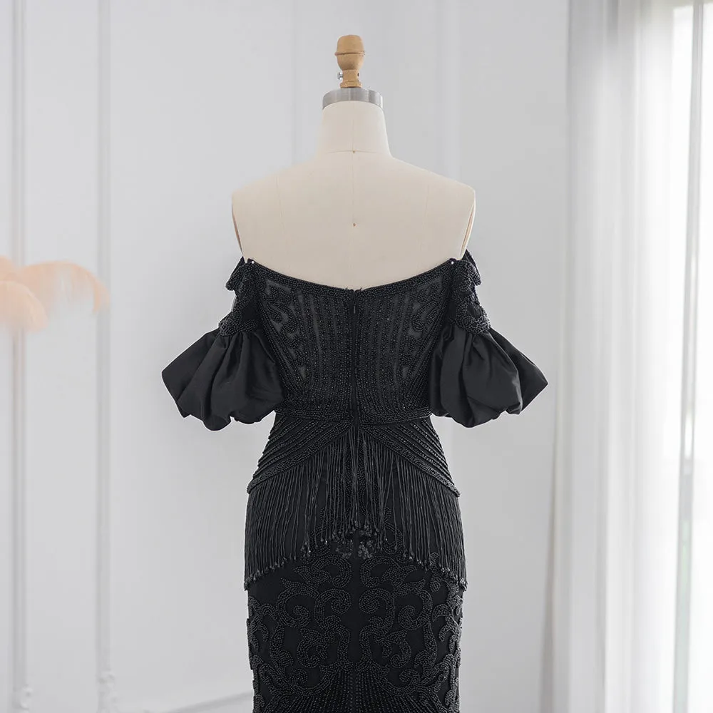 For Sale Black Off Shoulder Mermaid Evening Dress SS313
