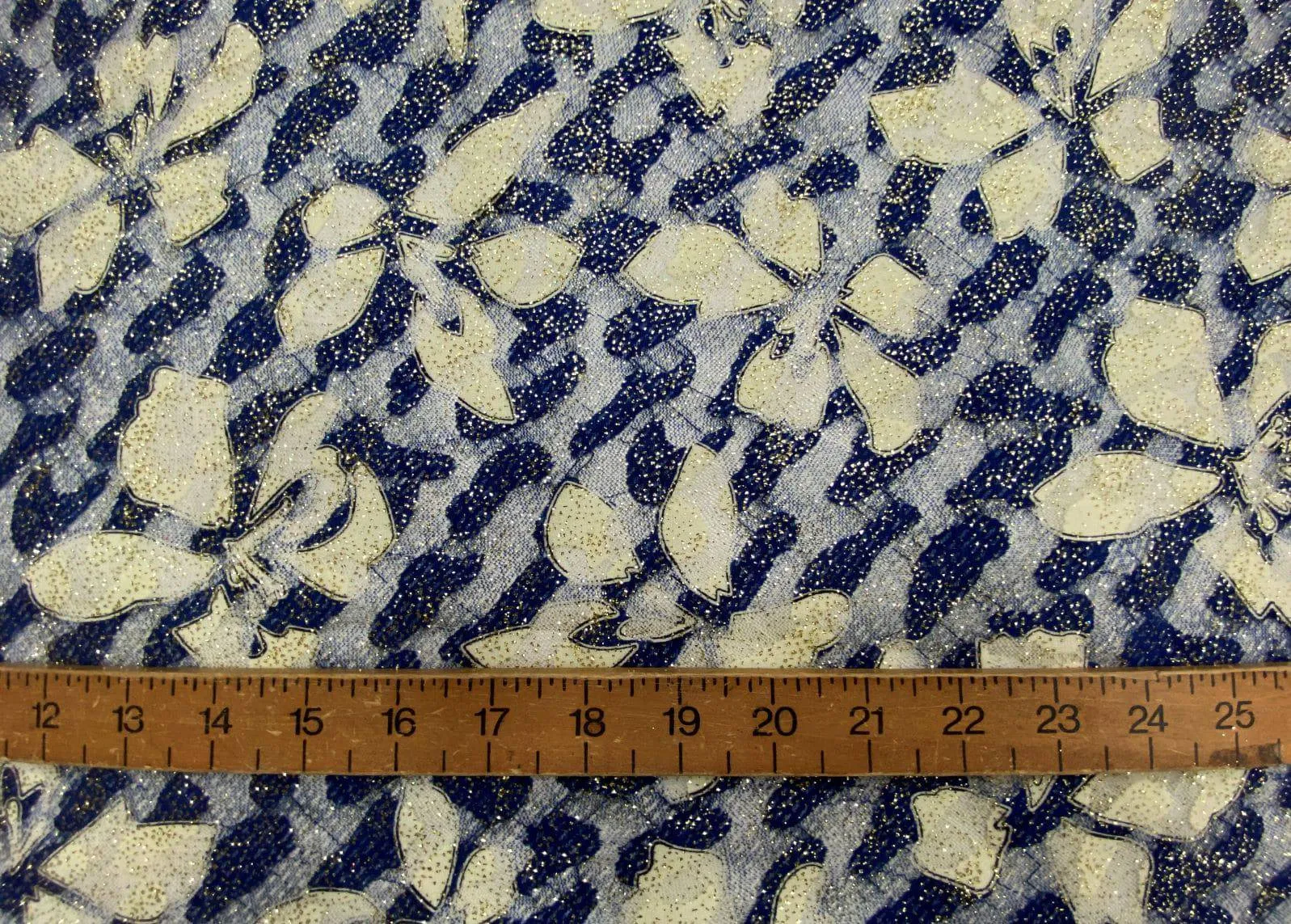 Glamour Glittered Tulle - Navy Flower  (SHEDS GLITTER)