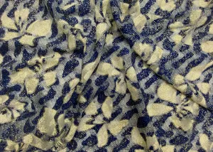 Glamour Glittered Tulle - Navy Flower  (SHEDS GLITTER) Glamour Glittered Tulle - Navy Flower  (SHEDS GLITTER)