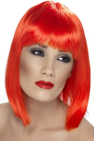 Glamour Party Perücke neon rot Glamour Party Perücke neon rot