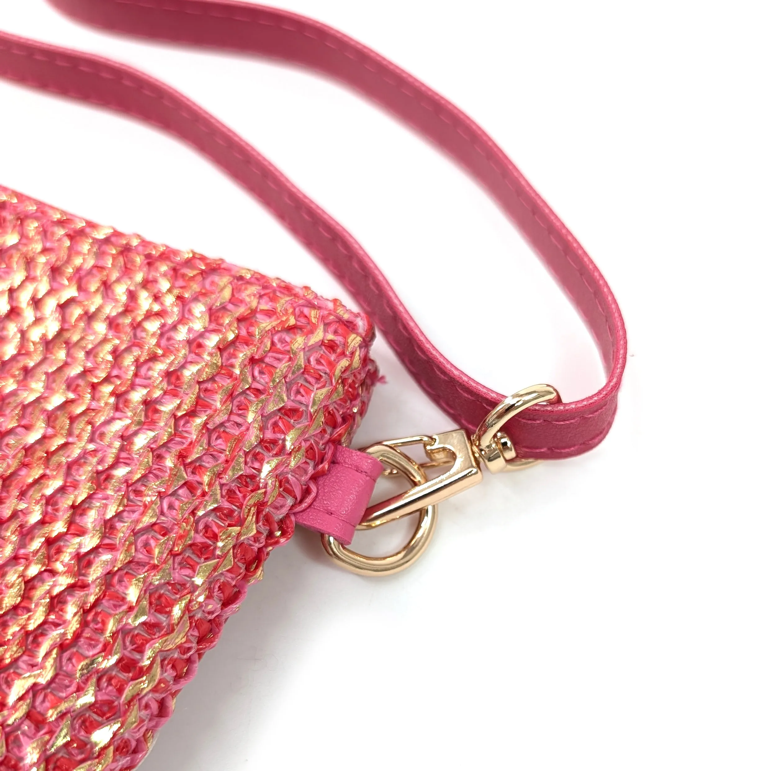 Glitzy Clutch Bag with Tassel - Pink