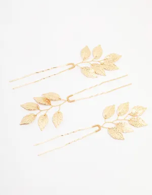 Gold Metal Leaf Hair Pin 3-Pack Gold Metal Leaf Hair Pin 3-Pack