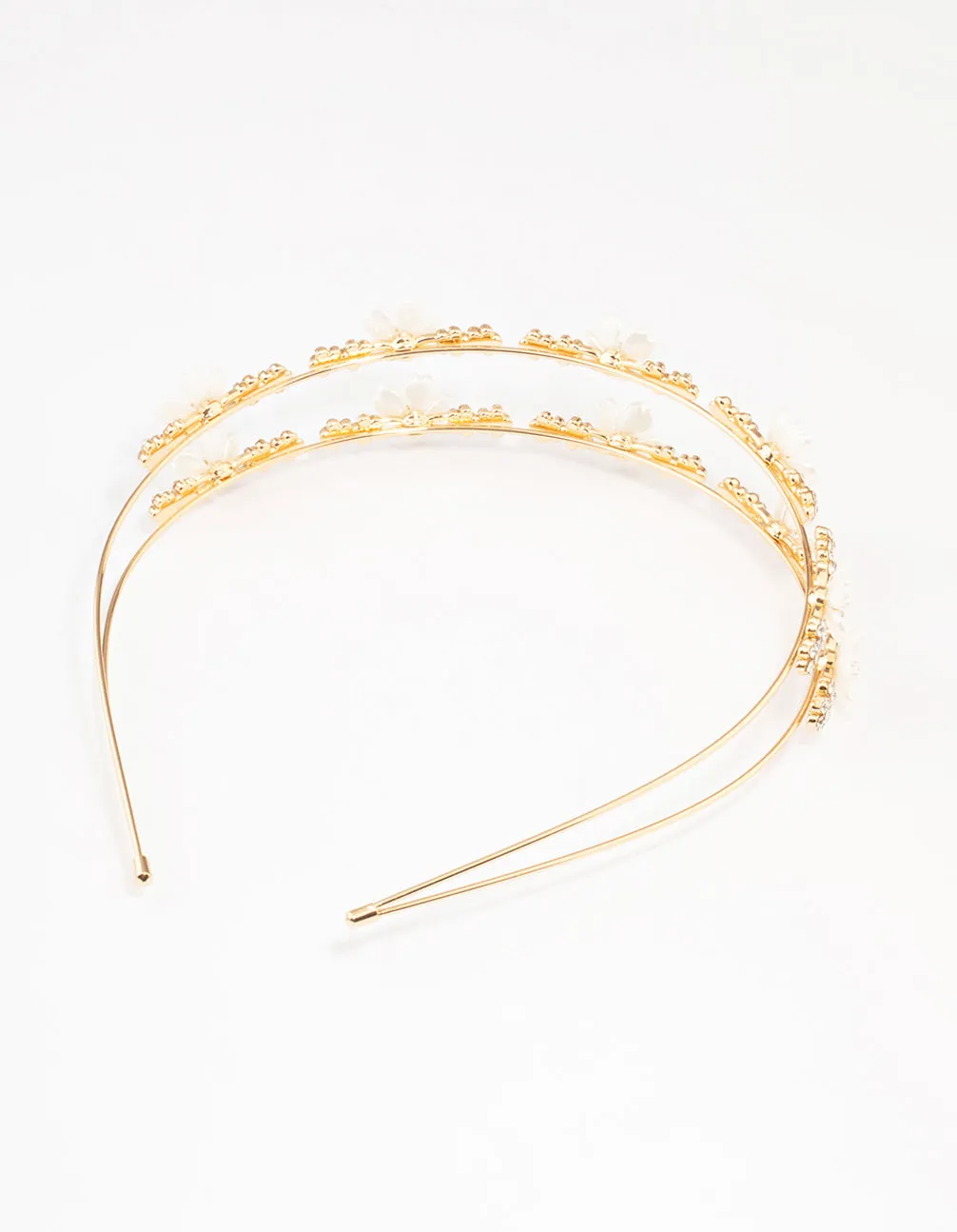 Gold Mini Crystal Flower Beaded Headband