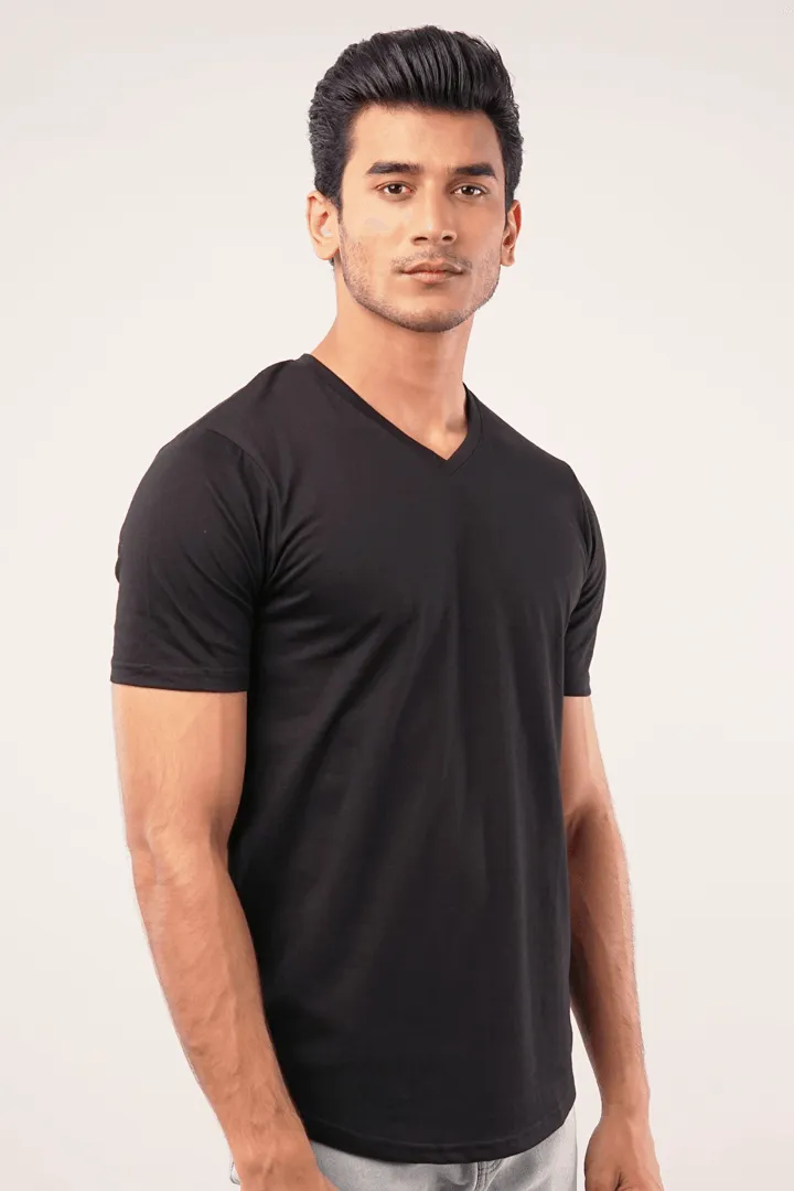Grime V-Neck T-Shirt - Black
