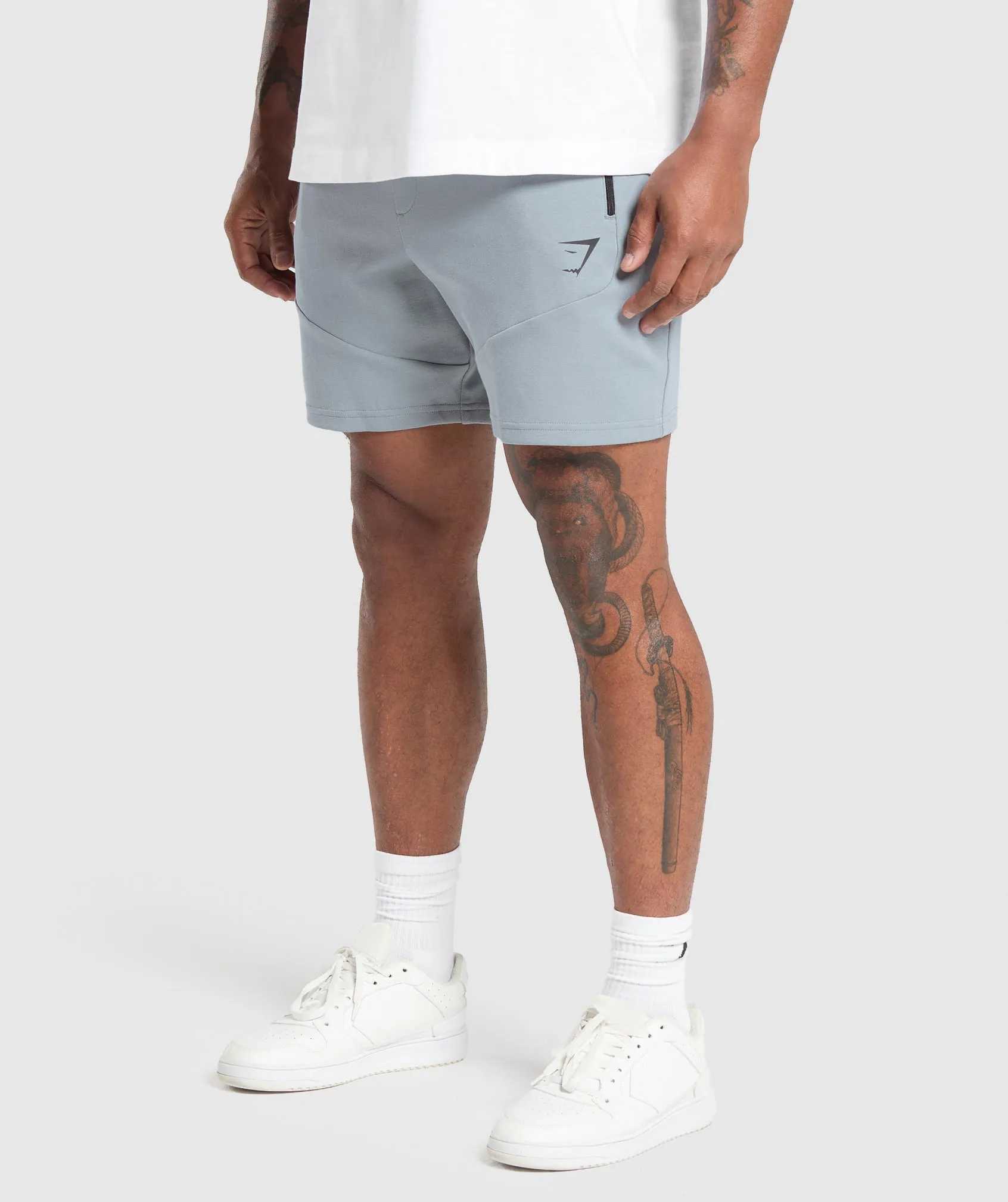 Gymshark Interlock Tech 6" Shorts - Denim Grey