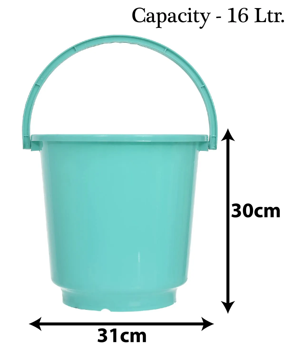 Heart Home Bucket|Plastic Bucket for Bathroom|Bucket for Bathing|Unbreakable Bucket with Handle|16 Liter (Green)