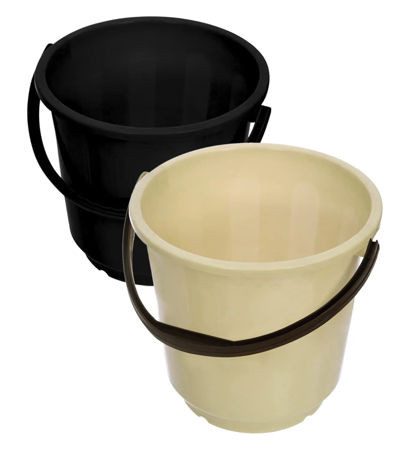 Heart Home Bucket|Plastic Bucket for Bathroom|Bucket for Bathing|Unbreakable Bucket with Handle|16 Liter|Pack of 2 (Black & Yellow)