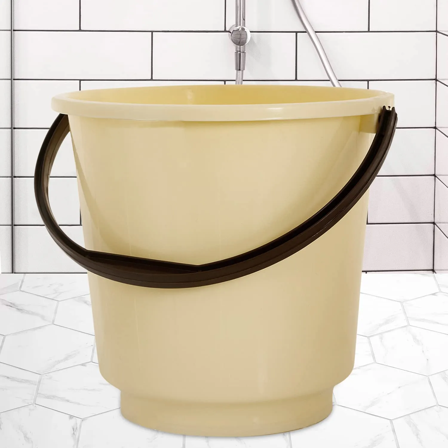 Heart Home Bucket|Plastic Bucket for Bathroom|Bucket for Bathing|Unbreakable Bucket with Handle|16 Liter|Pack of 2 (Black & Yellow)